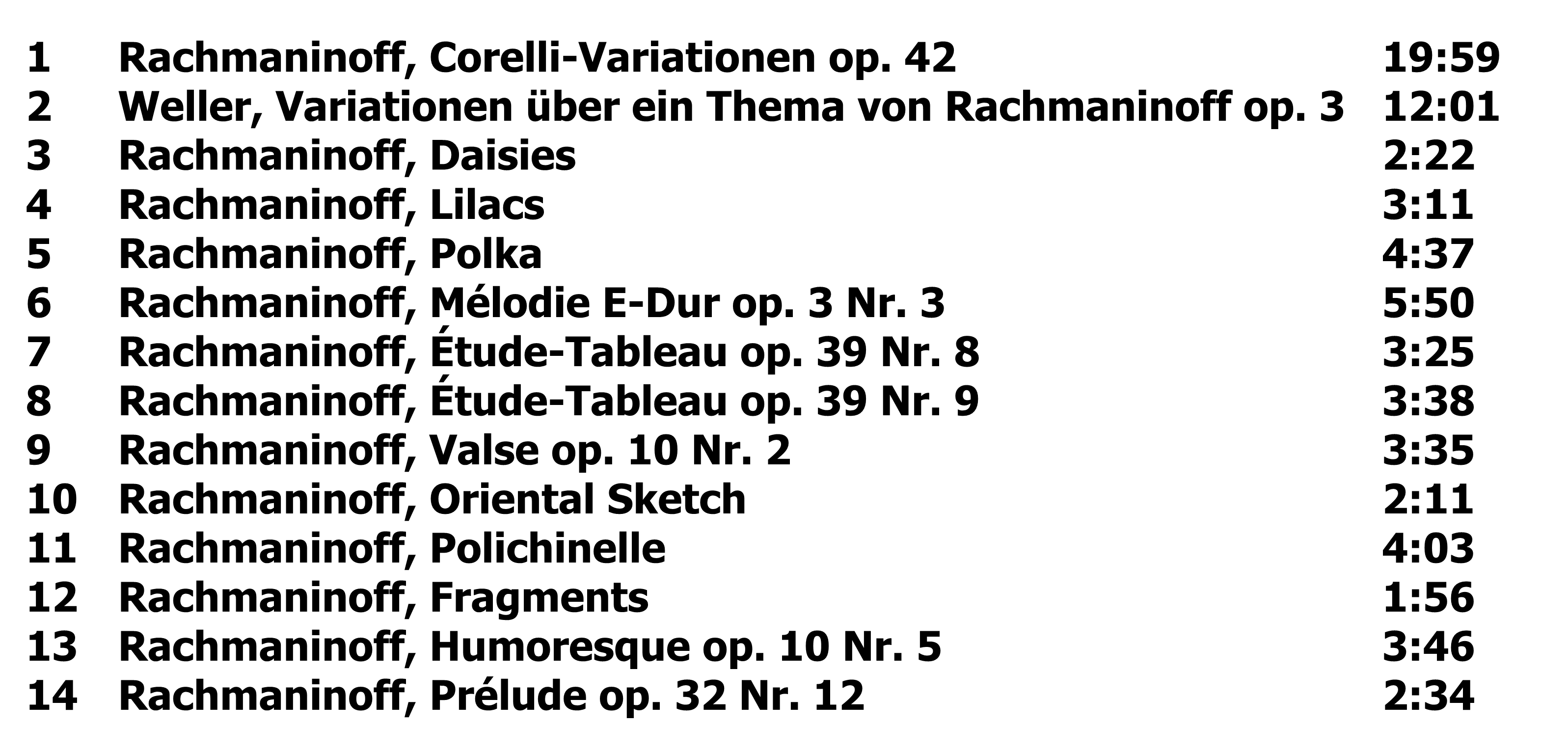 CD Rachmaninoff Klaviermusik 1 Inhalt
